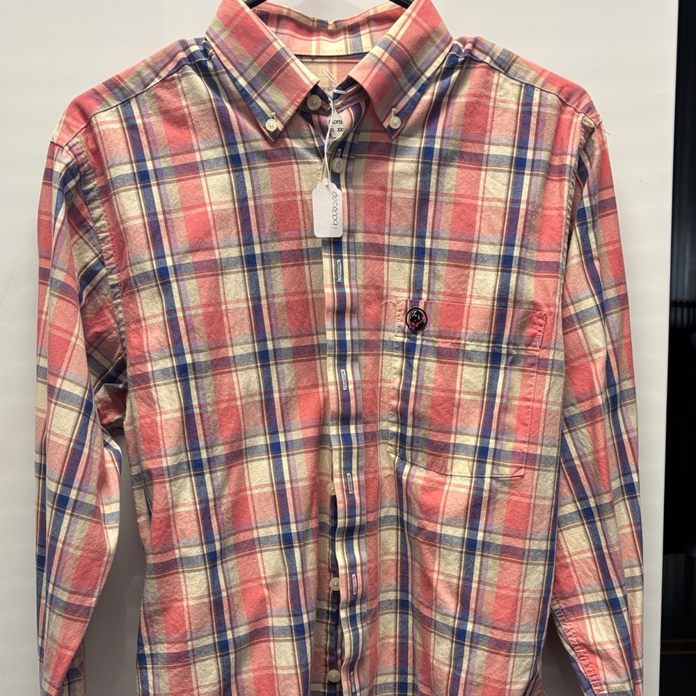Southern Proper Red and Blue Plaid Button-Down Shirt